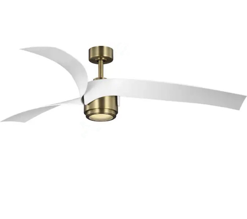 Progress Lighting 60in Insigna White/Brass/Gold Ceiling Fan With LED Light