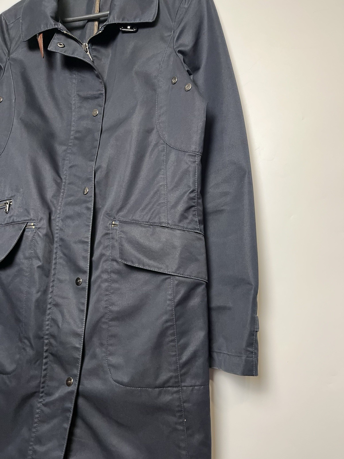 Women’s Light Trench Coat GIMO’S Zip Up Navy Blue Size 44