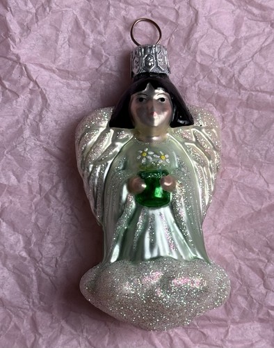 Patricia Breen 3.5" Quartet Angels Glass Christmas Ornament 1998 Pastel Flowers - Picture 2 of 11
