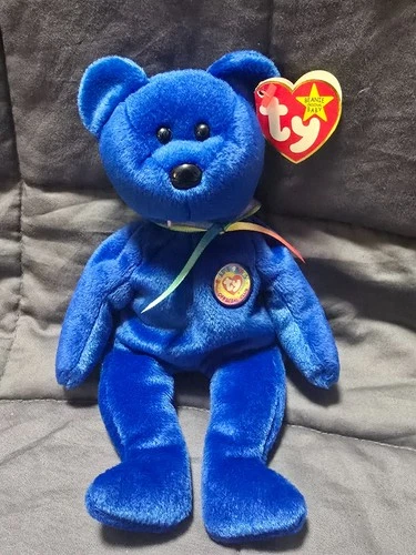 Vintage 1998 TY Beanie Baby Clubby Dark Blue Bear with Original Tags