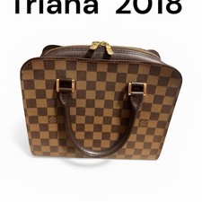 Louis Vuitton Damier Triana Top Handle Bag Brown Checkered Gold Hardware Women
