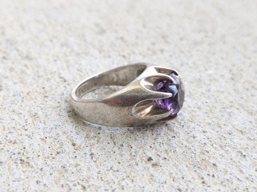 Vintage Sterling Silber Ring lila Amethyst 7 rund - Bild 4 von 13