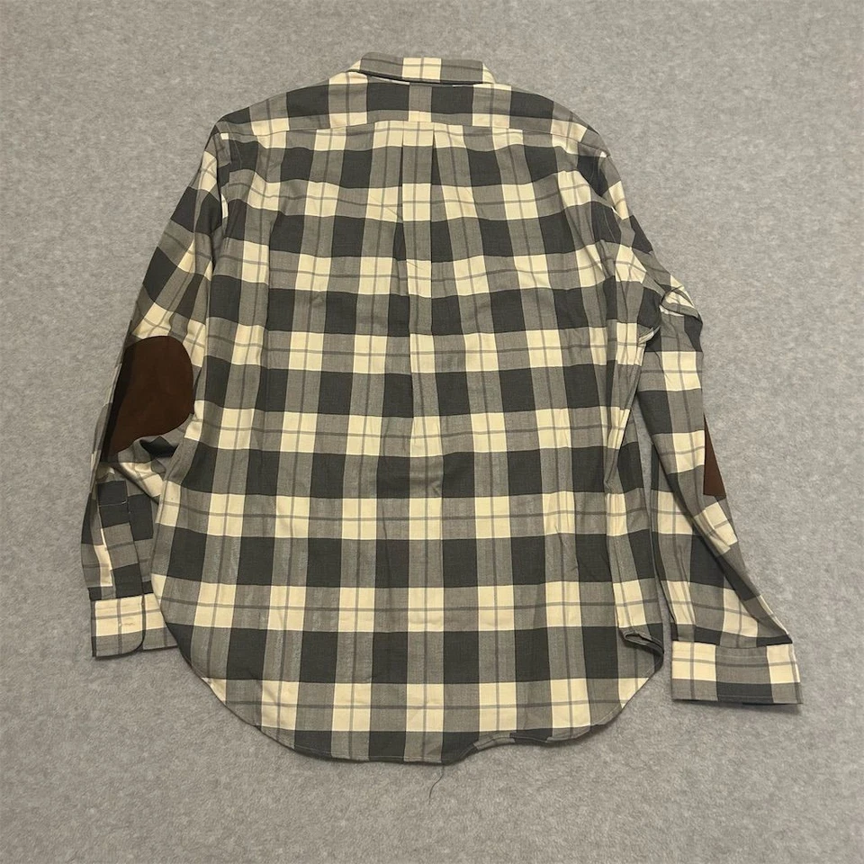 Vintage Polo Ralph Lauren Shirt Men's L Plaid Suede Elbow Patches Whitfield - Image 2 of 4