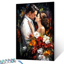 Romantic Lovers Paint by Number for Adults Beginner, DIY Oil Painting Kits on...
