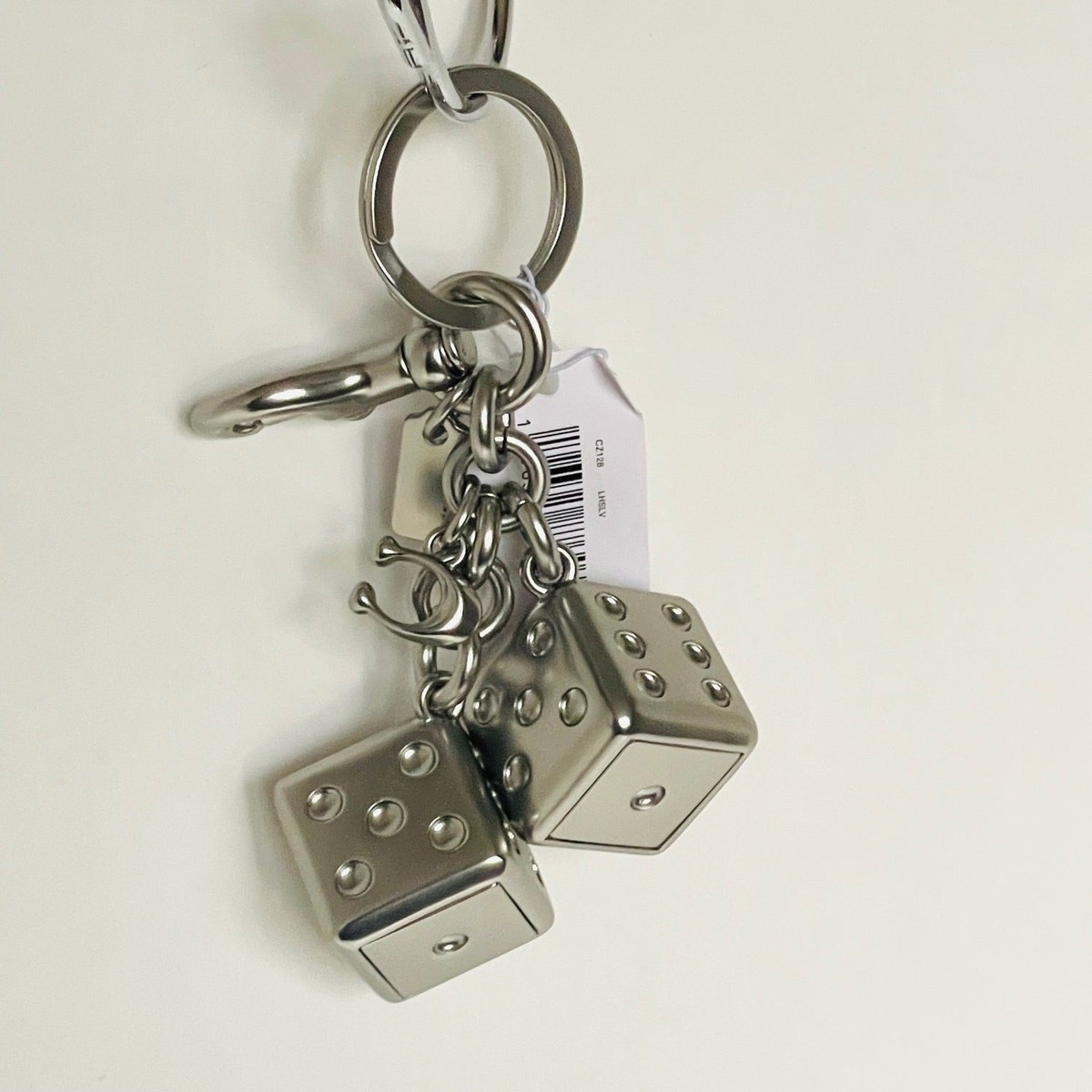 Coach 3D Solid Metal Dice Cluster Bag Charm Keychain Key Fob