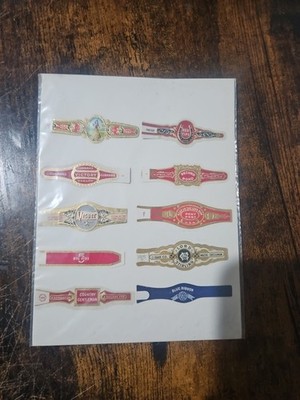 Cigar Labels samples sheet Mid Century Advertising Logos 10 examples Embosed 