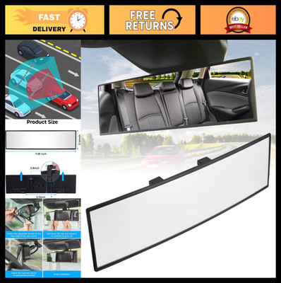Universal 12'' Panoramic Convex Rear View Mirror 2-Pack - Clip-On Wide Angle for
