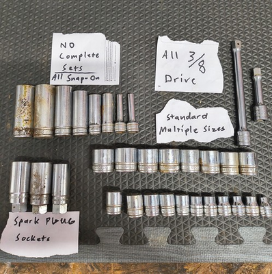 #ad Snap On 32 Pcs Standard Sockets Used 3 8 Drive Spark Plug Sockets $80.00
