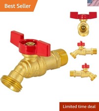 1/2 Inch MIP Brass Male Hose Bibb, 3/4 Inch MHT Outlet, Quarter Turn Shut Off...
