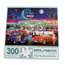 Bits And Pieces Blue Moon Drive In 300 Pcs Large Format Puzzle Complete