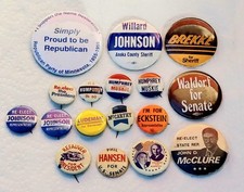 Political Election Campaign Pinback Button Lot of 17 Vintage Pins