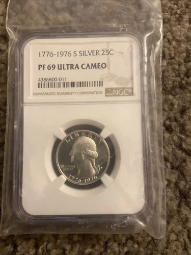 1776 - 1976 S NGC PF69 Ultra Cameo Proof Silver Washington Quarter Bicentennial