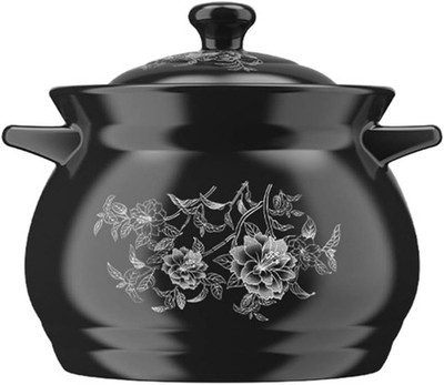 1Pc Ceramic Stew Pot Wear-resistant Multipurpose Cooking Pot with Handles