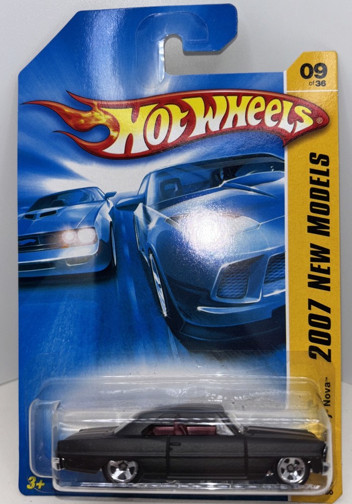 Hot Wheels 2007 66 Chevy Nova Matte Black 5SP 9 New Models