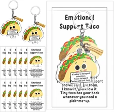 12 Set Emotional Support Positive Taco Acrylic Keychain with Tassel Bulk Gift...