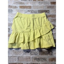 Zara Girls Collection Yellow Ruffle Tiered Skirt Size 11/12 Elastic Waist Skort