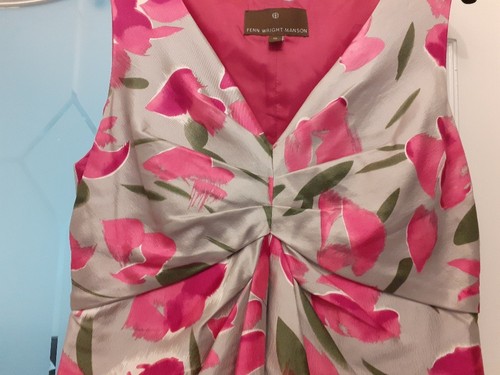 BEAUTIFUL 'FENN WRIGHT MANSON' FUSCHIA & GREY DRESS SIZE 12 GOOD CONDITION - Picture 3 of 8