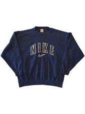Vintage Nike Sweatshirt Mens XL Navy Blue Spellout Swoosh Crewneck 90s Y2K