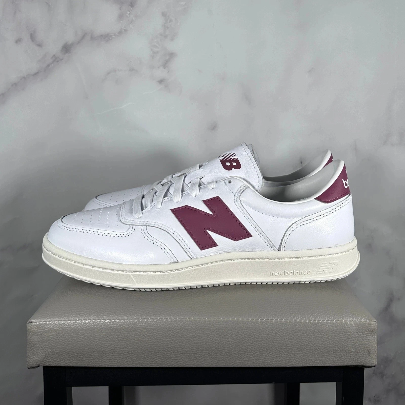 Men’s New Balance T500 Shoes Sneakers - White Washed Burgundy CT500LPB