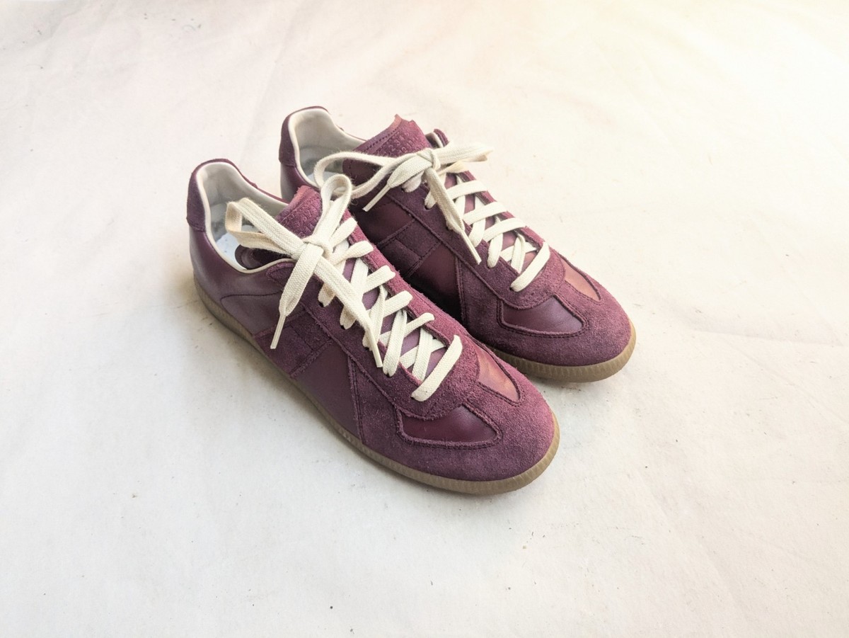 Maison Margiela GAT Sneakers Burgundy Women 7.5 37.5 Leather Suede