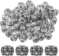 100 PCS Silver Spacer Beads Large Hole Metal Beads Tibetan Alloy Bead Spacers...