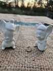 2 Mini Ceramic Mouse Figurines White Mice w Musical Instruments Flute Guitar — photo 8