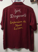 Vintage 1950s Rayon Chain-Stitched Bowling Shirt by Glentop - Large