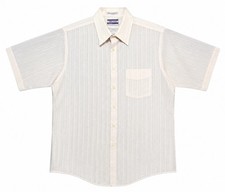 VTG 60s 70s JCPenney Satin Touch Light Pink Stripe Shirt Mens 17 Single Needle