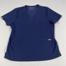 FIGS Shirt Womens XXL Blue V-Neck Short Sleeve Technical Scrub Top Medical