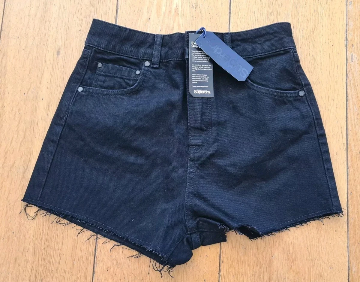 Short En Denim Rouge Superdry – Femme Taille S (W26) – Déchiré Et Délavé