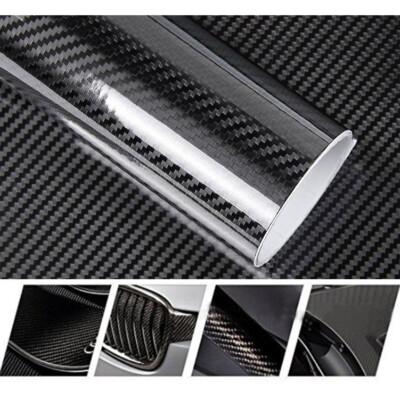7D Glossy Carbon Fiber Vinyl Film – Auto Interior Wrap Sticker, Black, Waterproof, 1 Roll