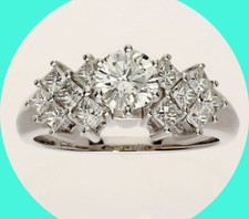 2.10CT VVS-VS2 diamond engagement ring 14K wht gold round brilliant princess