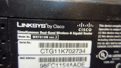 Linksys WRT610N Ver.2 Simultaneous Dual Band Gigabit Router 5G USB - EXCL PSU - Afbeelding 3 van 3