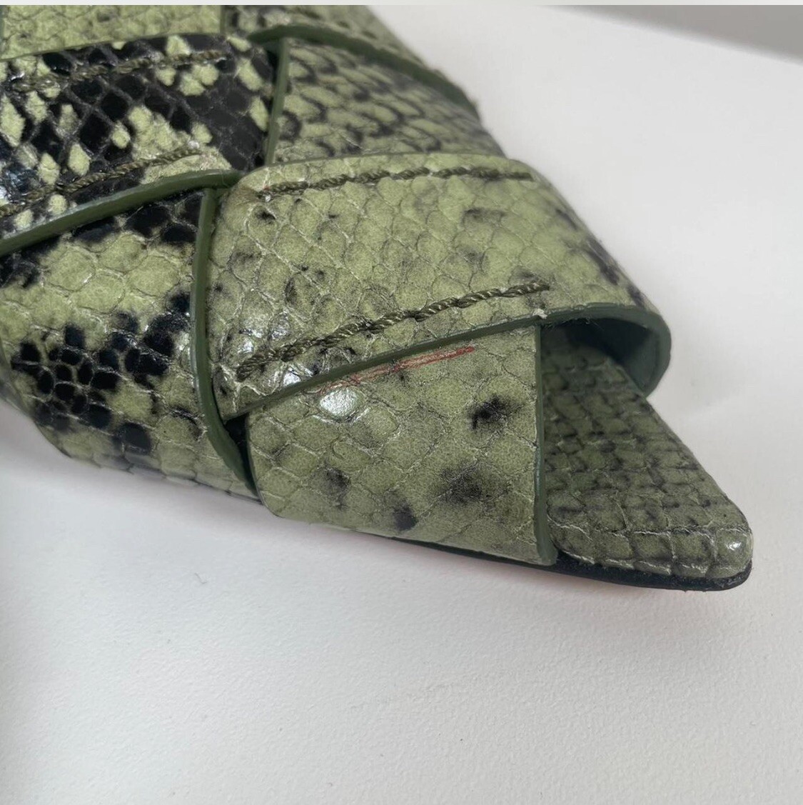 3.1 Phillip Lim サンダル 緑 2020322G0026 3.1 Phillip Lim Green Nina 60 Woven Snake-Effect Leather