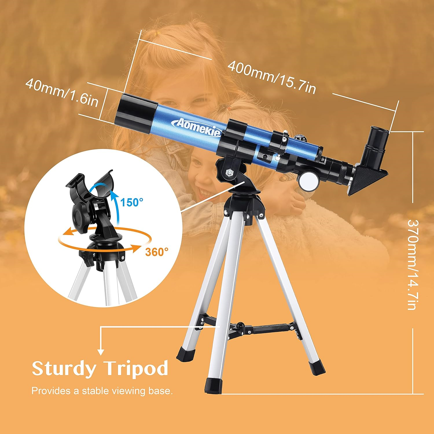 Aomekie Telescope for Kids Astronomy 40/400mm Portable Astronomical