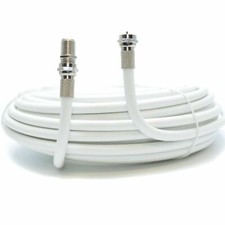 10m White RG6 Satellite Coax Cable Coaxial Lead For Sky + HD TV & F's + Clips