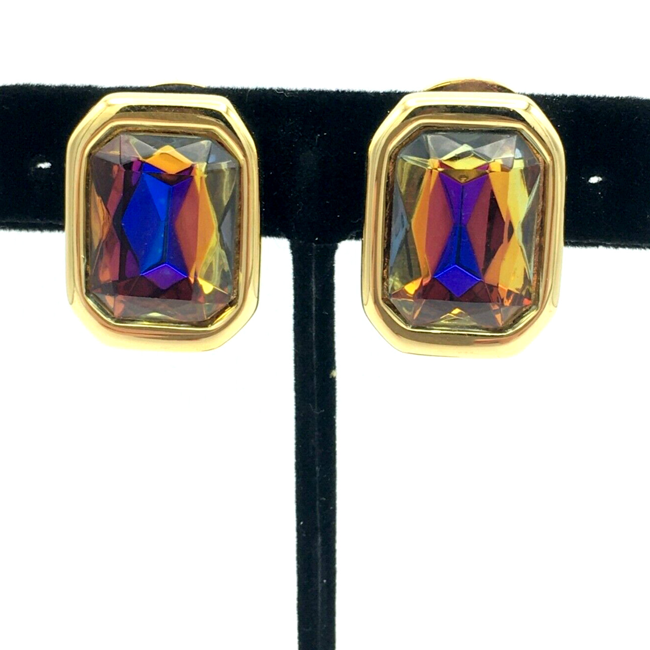 KENNETH JAY LANE multicolor rhinestone clip earri… - image 1