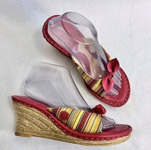 Born Drilles Espadrille Womens Shoes Multi-Color Stripe Sandal Wedge Shoes Sz 11