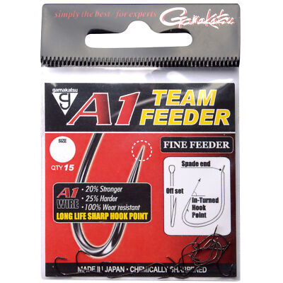 Gamakatsu A1 Team Feeder Hooks Fine Feeder - 15 Feederhaken, Einzelhaken, Haken