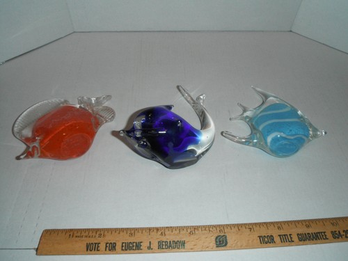 Murano Style Set Of 3 Glass Fish - Picture 7 of 9
