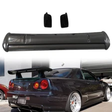Glossy CF Rear Trunk Spoiler Wing & FRP Bracket Set For 1998-2002 R34 GTR GTT