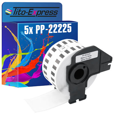 5x Etikett für Brother P-Touch DK-22225 38mmx30.48m QL 1050 QL 1050 N QL 1060 N
