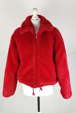 C&c California Red Faux Fur Coat/bomber Zipped Jacket Size S