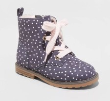 Toddler Girls' Giovanna Lace-Up Zipper Combat Boots Gray - Cat  Jack - SIZE 6