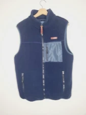 Simply Southern Women Fleece Vest Dark Blue Full Zip Pockets Thick Size Medium
