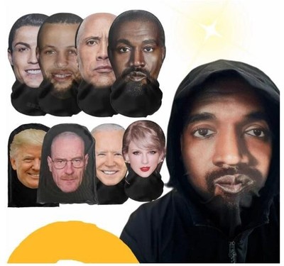Cosplay 3D Printed Kanye Full Face Stretch Mesh Mask Role Play Hip Hop Headdress
