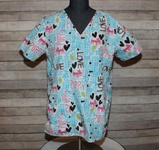 Scrub Wear Womens Size XS Top Puppy Love Scrub Top