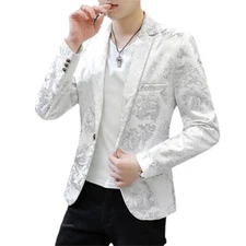 Casual Men Jacket Formal Work Blazer Business Button Slim Fit Suit Coat Tops