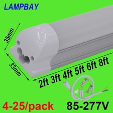 LED Tube Light 2ft 3ft 4ft 5ft 6ft 8ft T8 Integrated Bulb Fixture Linear Lamp