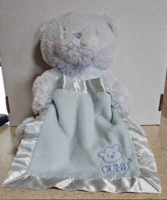 BABY GUND My First Teddy Bear Peek A Boo Blue Plush Stuffed Talking  Animated